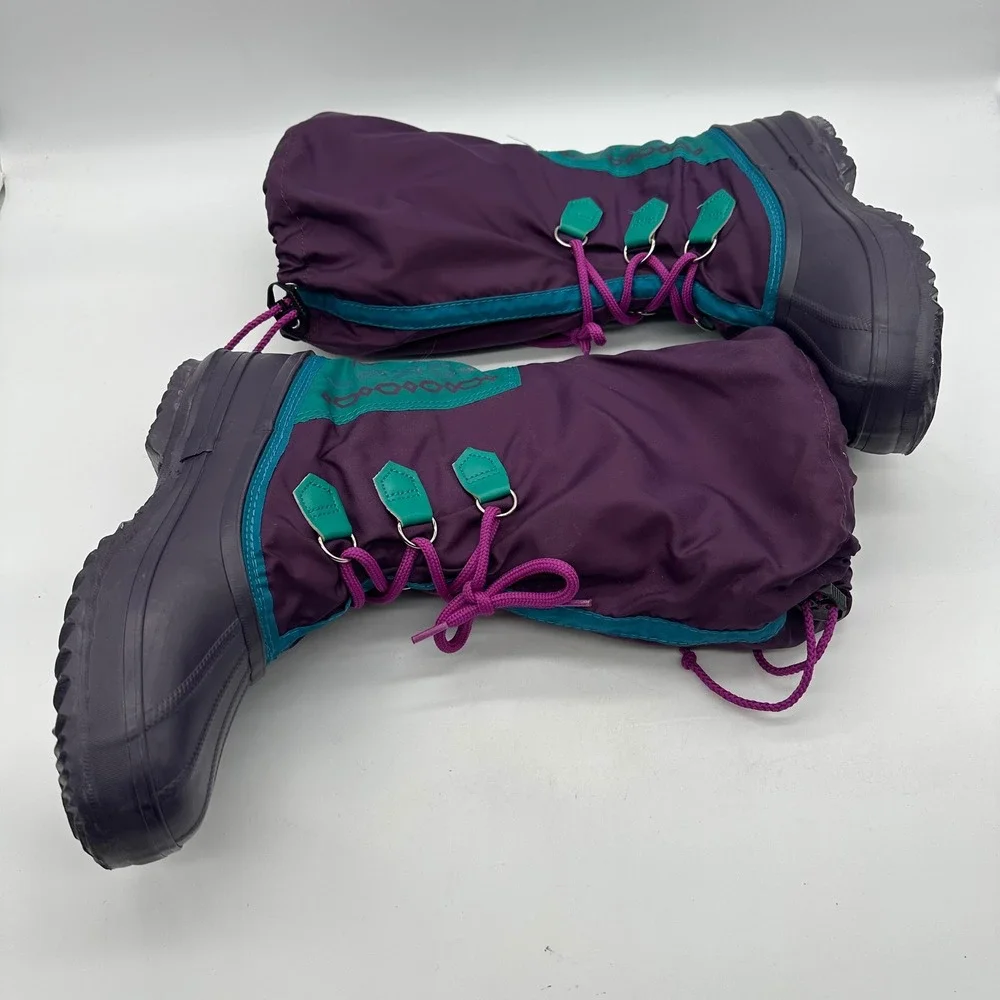 Sorel Womens Size 9 Vintage 90s Purple Teal Green Freestyle Winter Snow Boots‎